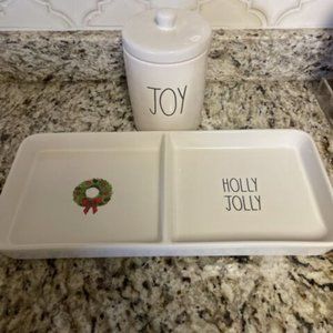HOLLY JOLLY Christmas Tray NWT